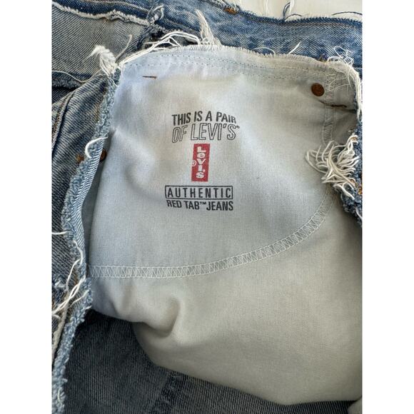 Vintage Y2k Archive Levi’s Patched Distressed Denim Mini Skirt XL (READ) - Picture 9 of 10